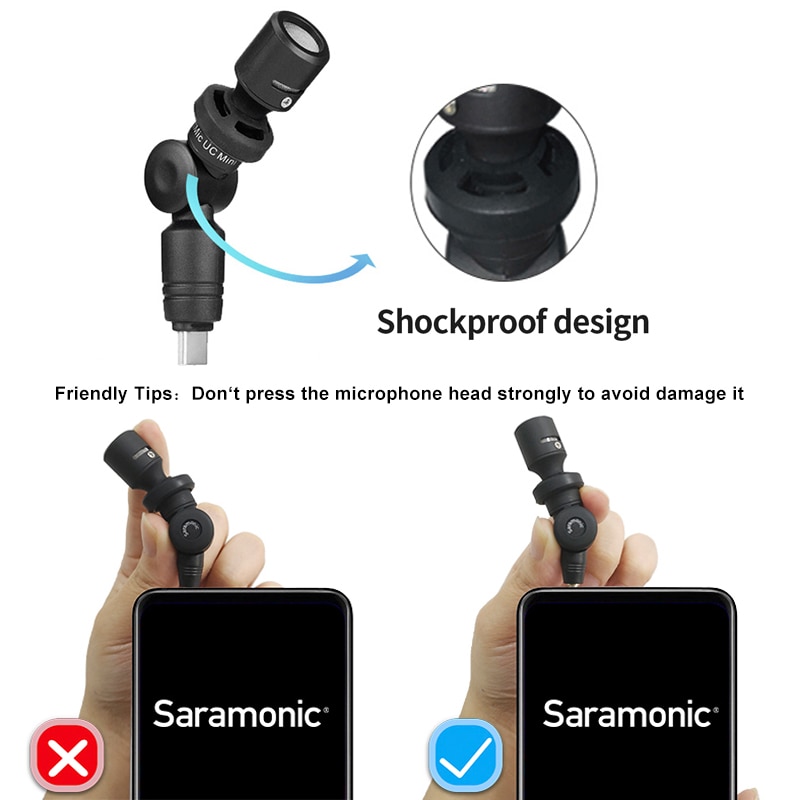 Saramonic smartmic di mini / uc mini mikrofon lyn / type c jack til iphone android smartphone taleopptak vlog mic