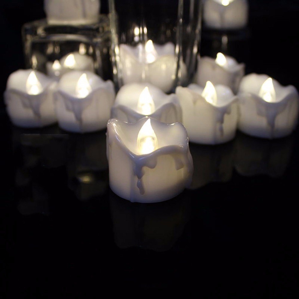 Pak  of 12 timer eller ej timer varmt hvidt blink led dekorative stearinlys, flammeløse batteridrevne fyrfadslys med timer ,6 timer tændt