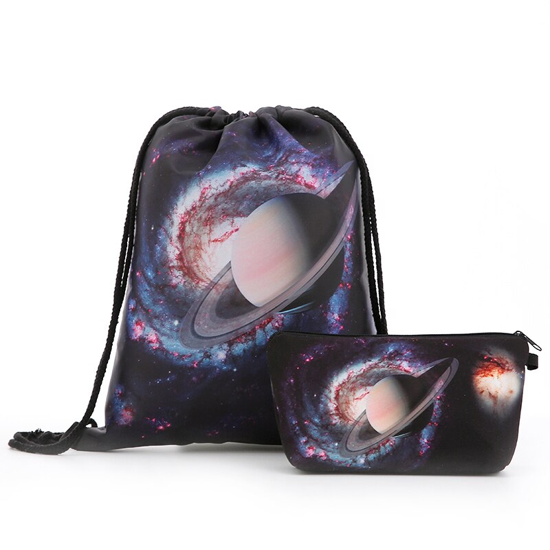 Sterrenhemel rugzak tassen trekkoord cosmetica pak bedrukking reizen heren tassen dames schouder softback reizen unisex: Stijl 6