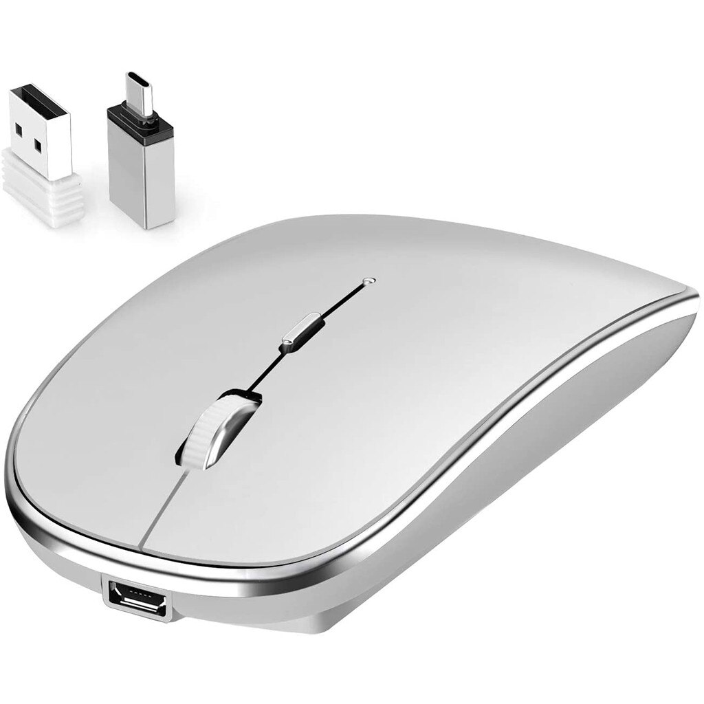 Wireless Charging Mouse Ultra-thin Mouse + Mouse Receiver Adapter Pc Desktop Office Entertainment Laptop Accessories: WH