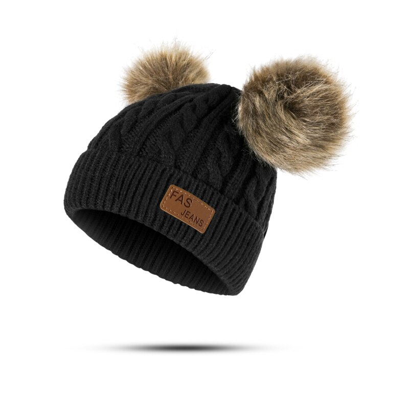 Pipot vauvan hattu pompon talvi lasten hattu neulottu söpö lippis tytöille pojille rento yksivärinen tyttöjen hattu taaperoille: C