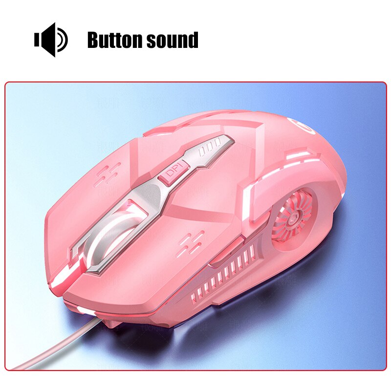 Gaming Mouse Colorful Silent Suitable For Laptop Gamers Mouse 6-button With DPI Optical Sensor RGB Optical Mechanical Mouse: Pink Voiced