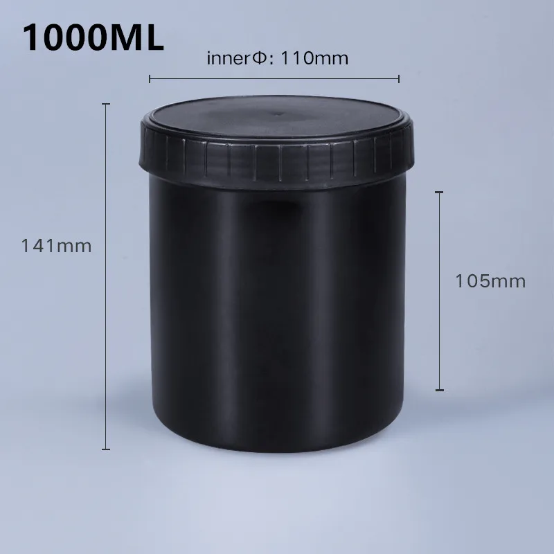 Lege 1000ml plastic potten met deksel voedselveilige bewaardoos luchtdichte verpakking fles 1 st.: 1l zwarte b