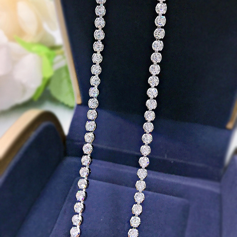 Oevas 100% 925 sterling silber 3mm voll-hochkohlenstoff-diamant-anhänger-halskette für damen funkelnder hochzeitsschmuck