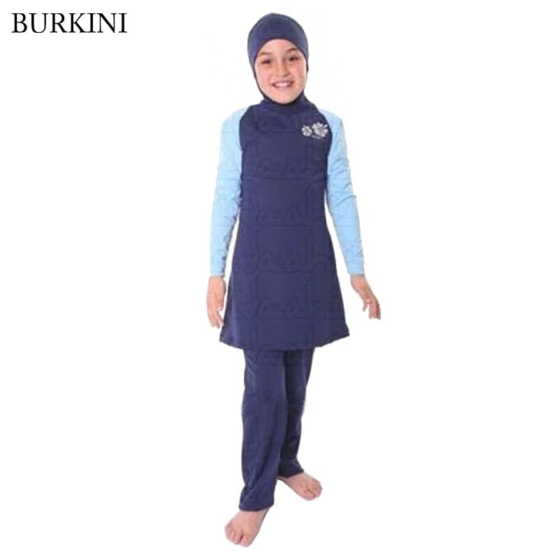 Islamic Badpak Muslim Hijab Girl Modest 3 Pieces Swimsuit Full Coverage Burkinis Short Sleeve Swmming Swimwear