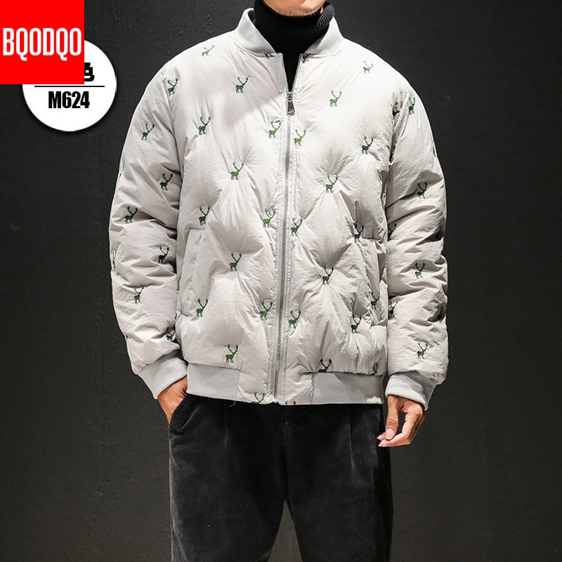 Japansk jakke menn vinter parka hjort broderi termisk hip hop jakker for menn store szie merke baseball krage kåpe