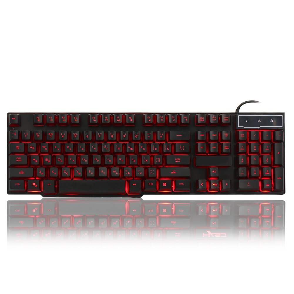 Russian/English Gaming Keyboard LED 3-Color USB Wired Colorful Breathing Backlit Waterproof Computer Crack Keyboard 104 keys: R8 Russian