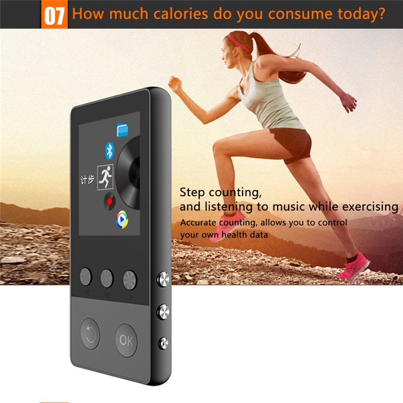 MP4 Player Bluetooth 4.0 Metal Sport MP4 Player with 8GB Lossless Music Player Voice Recorder FM Radio Video Player