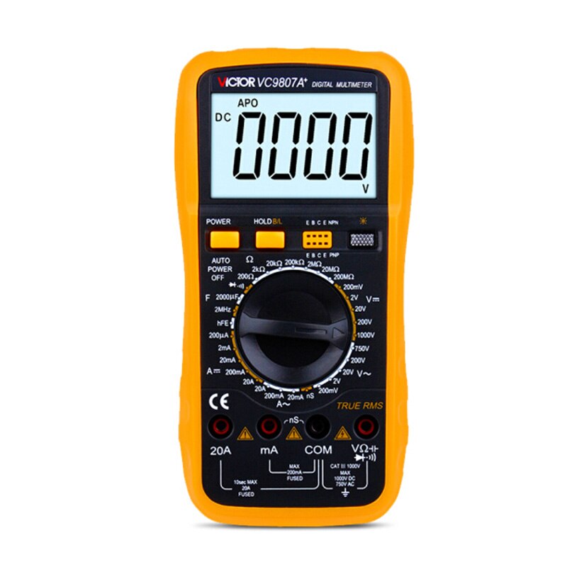 VICTOR VC9806+ Digital Multimeter DMM Ammeter Voltmeter Ohmmeter w/ Capacitance Frequency & hFE Test: VC9807A