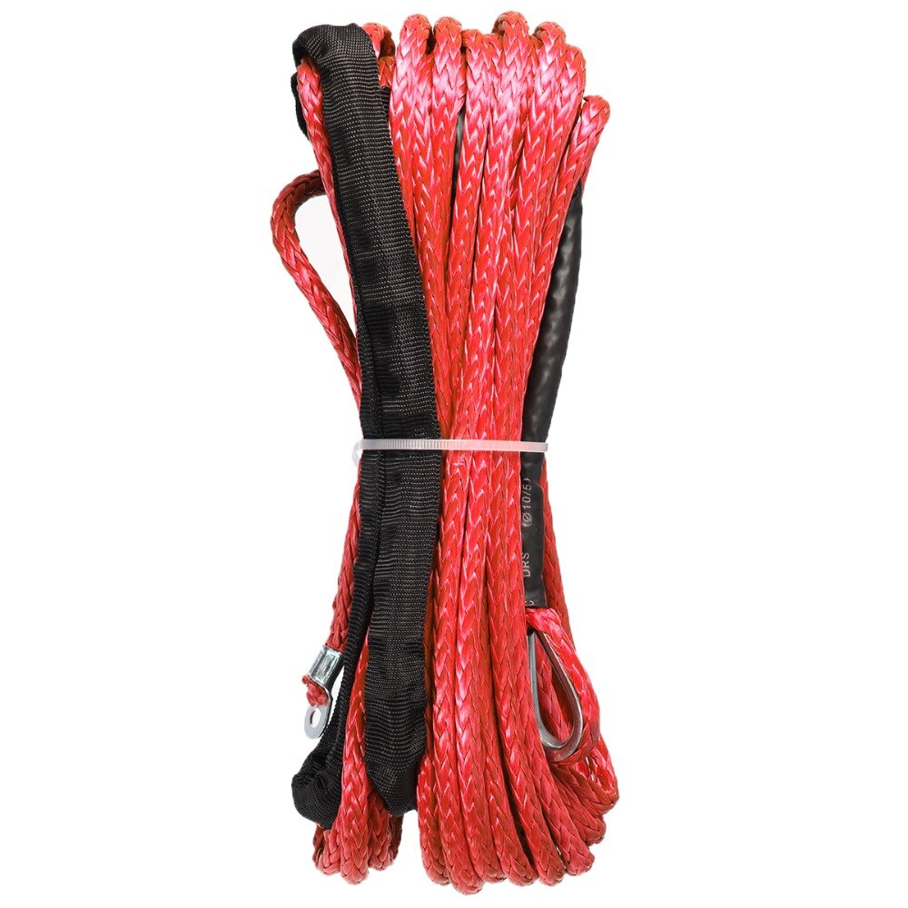 Arrivals 15m*6mm 7000lbs Red Winch Rope Synthetic Cable Line With Hook For ATV UTV Off-Road