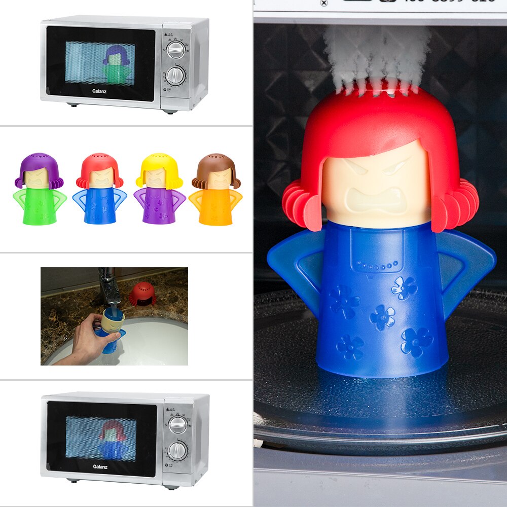 Aivwis Angry Mom Magnetron Cleaner, Mad Mama Magnetron Steam Cleaner, voeg gewoon azijn en water toe, reinigt gemakkelijk de ruwe olie in enkele minuten (blauw