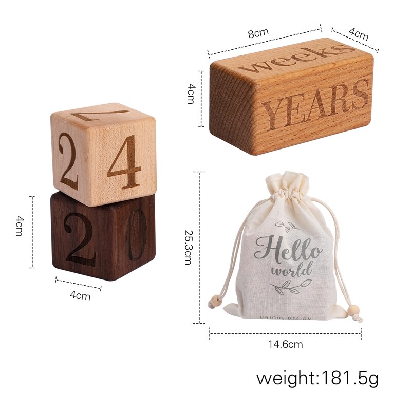 1Set Born Photography Props Baby Milestone Beech Wooden Block Baby For Pphotography Props Birth MonthBirthday Accessories