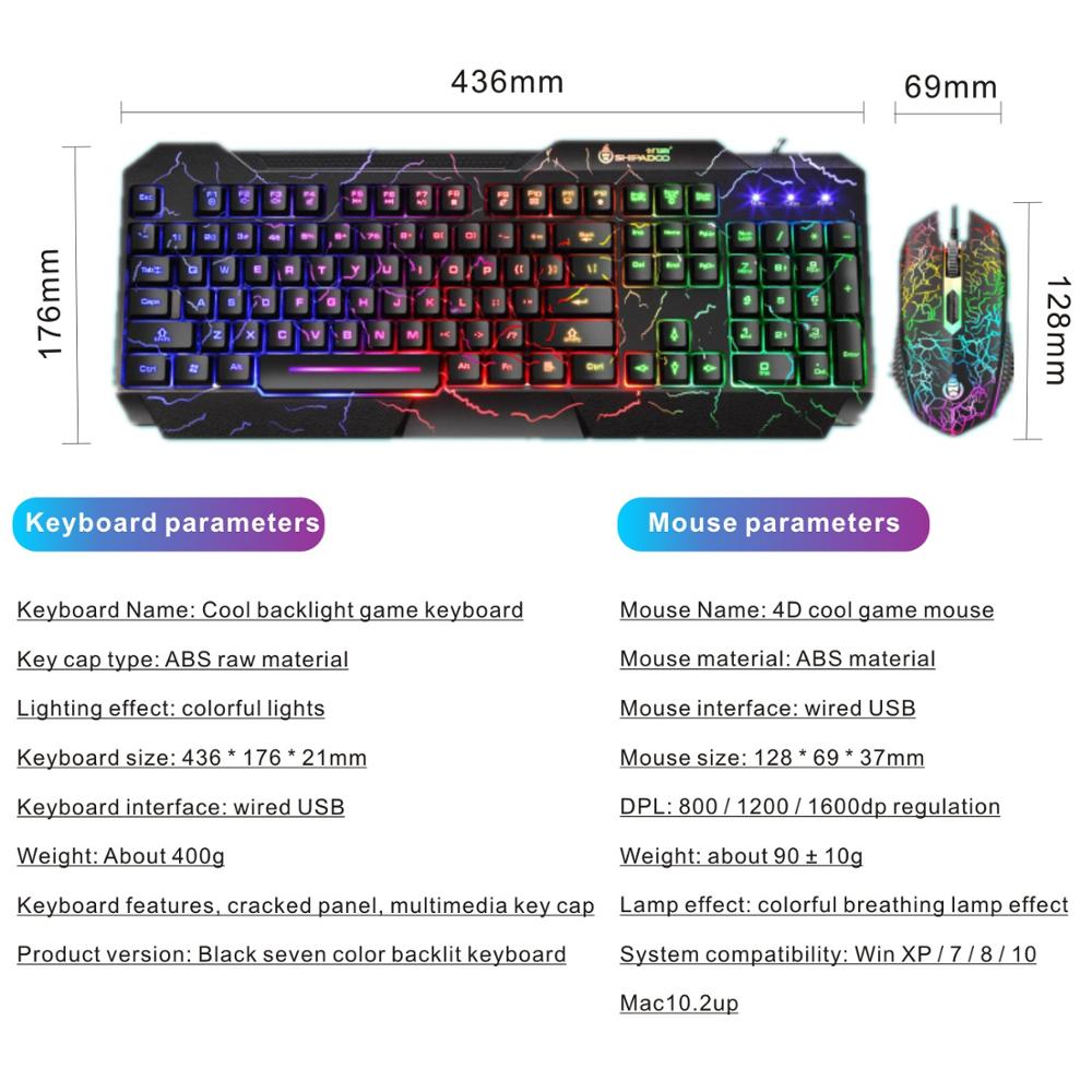 LED Leucht Spielen Tastatur Maus Combos USB verdrahtet Gamer Bausatz Hintergrundbeleuchtung Wasserdichte Multi-Medien Klaviatur und Maus einstellen für PC