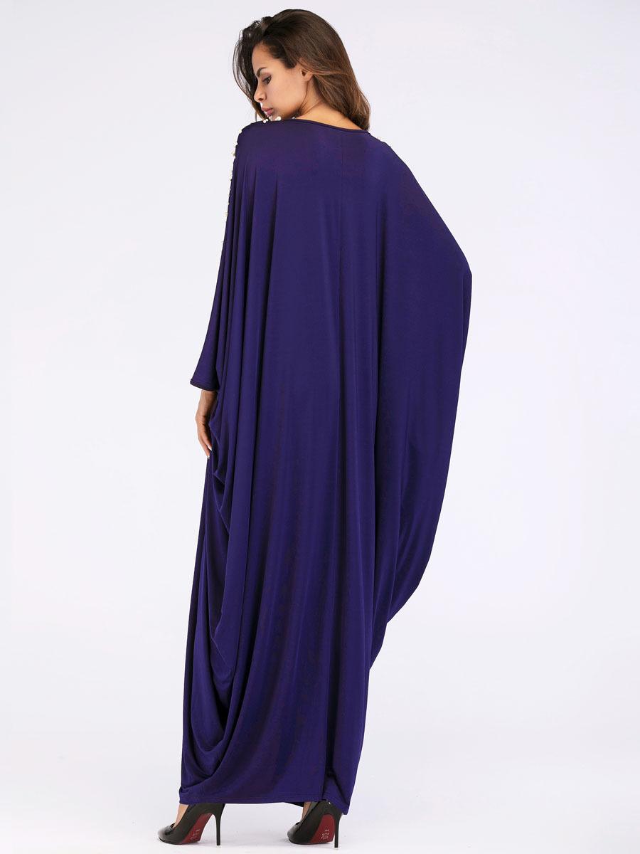 Vrouwen abaya, lange moslimjurk, kaftan, jilbab, vintage feestcocktail, maxi, arabische islamitische jurk, kralen, losse maxi-jurk