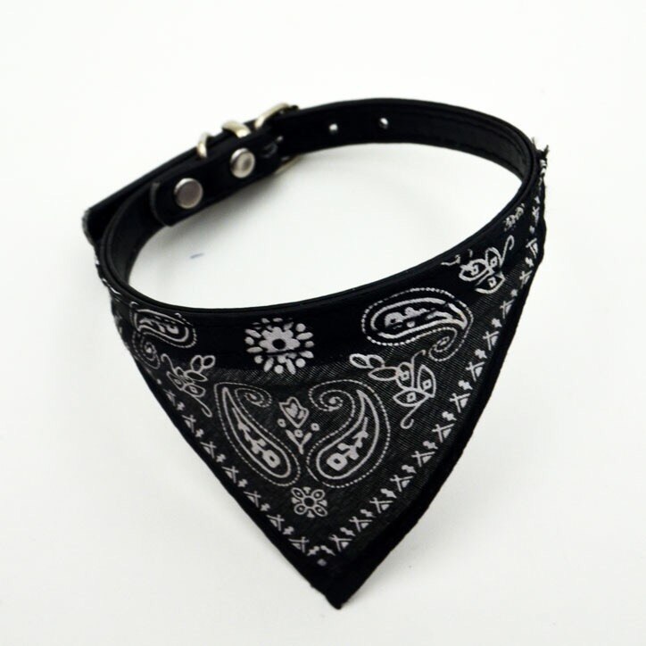 1 Uds. Collar suave para mascotas, collares ajustables para mascotas, pañuelo de gato, Collar para mascotas, trigon, accesorios para mascotas, perro pequeño ajustable: Negro