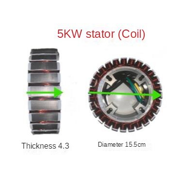 Extensor de rango de vehículo eléctrico, accesorios de generador de gasolina de 3000w5000w, 48V, 60V, 72v, extensor de rango, estator de rotor, 27 niveles, puro co: 5000W Rotor
