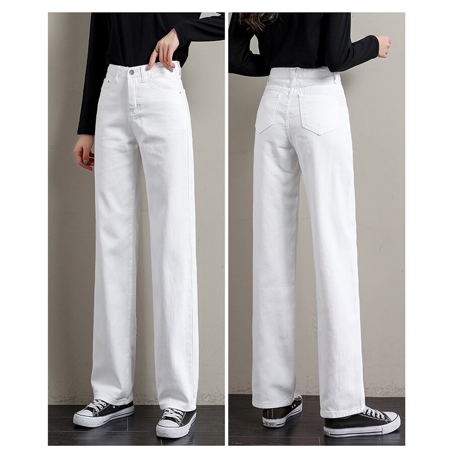 White Jeans Women High Waist Wide Leg Woman Jeans Pants Pantalones Denim Trousers Casual Female Cotton Loose Pants Woman Jeans