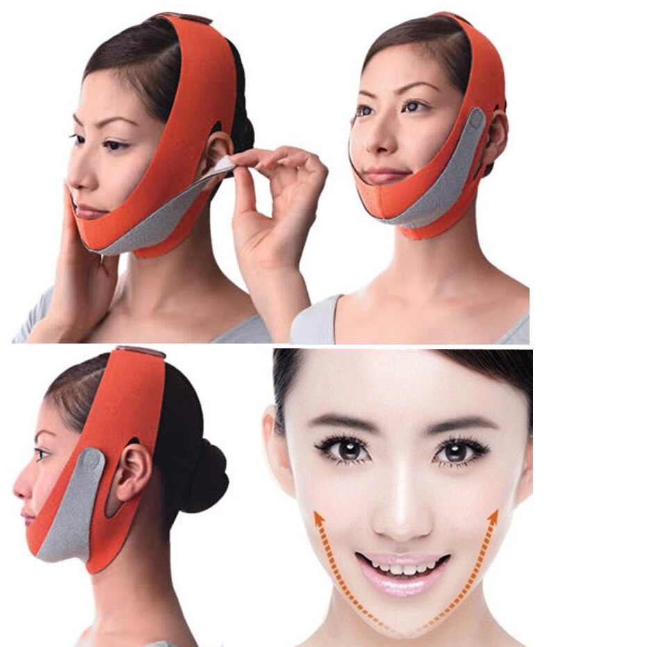 Ansigtsløftningsværktøj tynd ansigtsmaske slankende ansigtsbehandling tynd masseter dobbelthage hud tyndt ansigtsbandagebælte kvinder ansigtspleje skønhedssæt: Guld