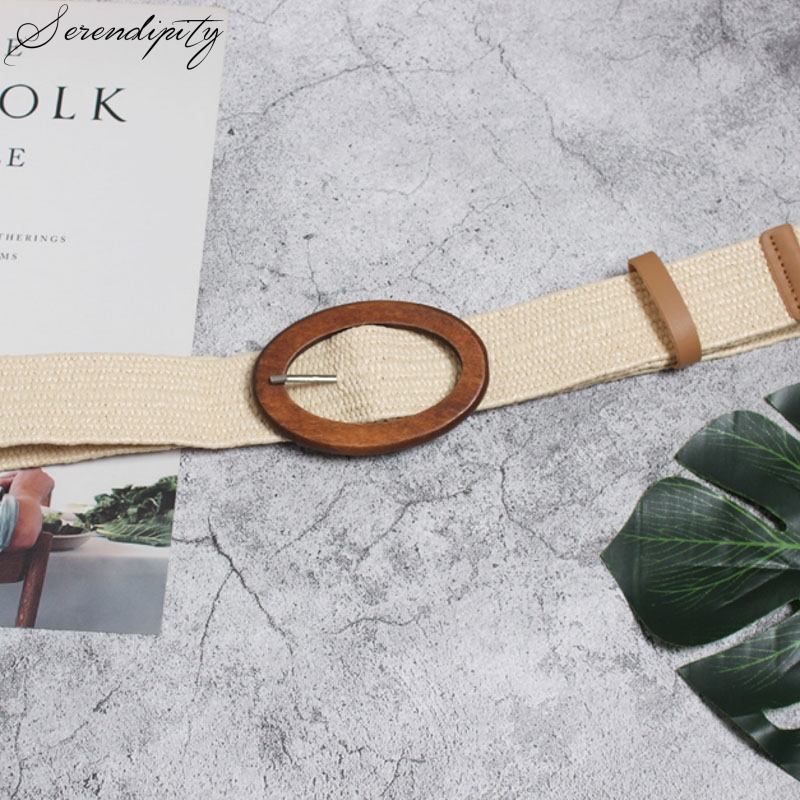 Bohemiskt brett bälte kvinnor virkat vävt cummerbunds kvinnligt midjeband trendigt vintage casual dam sommarklänning skärp stickat