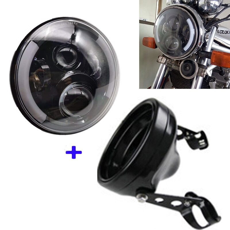 Boîtier de montage des phares LED pour motos, 7 pouces, éclairage avant chromé pour conduite, 60W, DOT DRL