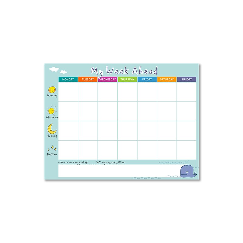 Removable Whiteboard Fridge Sticker Weekly Planner Magnetic Dry Wipe Calendar Schedule Kids Reward chart School Home Stationery: 4030ZLB10
