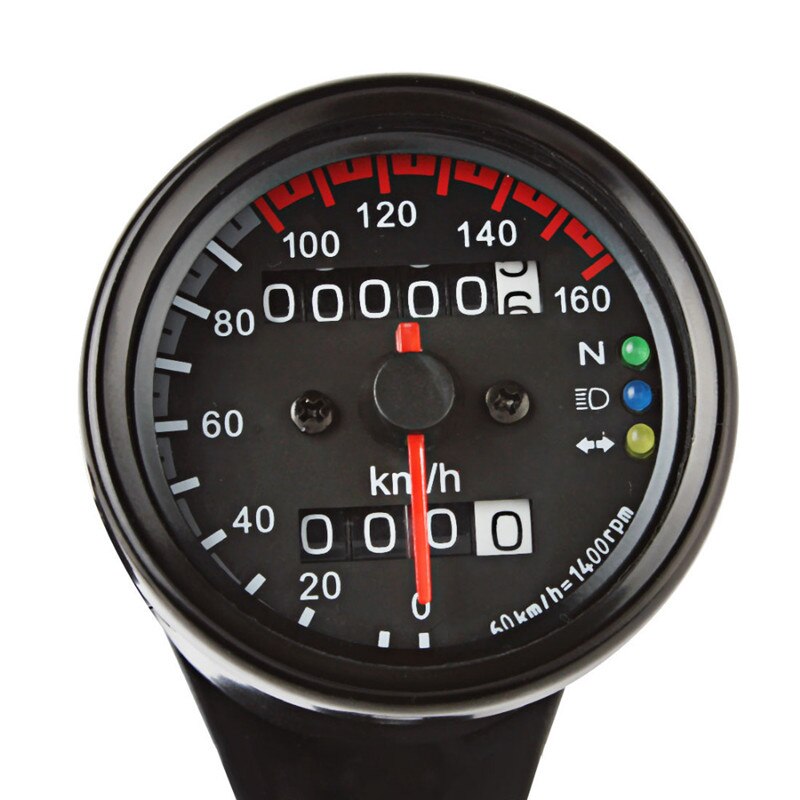 12V universel moto compteur de vitesse odomètre double vitesse compteur avec indicateur LED compteur de vitesse moto rond