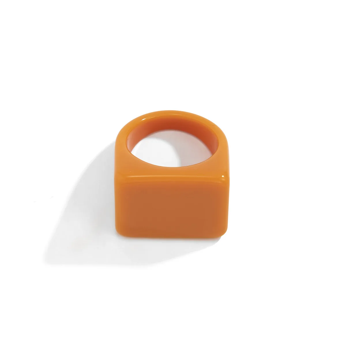 Anillo de plástico geométrico cuadrado grande y atrevido para mujer, anillos de dedo Knukle para mujer, anillo grueso de acrílico de colores sólidos simples, de joyería para niñas: Naranja