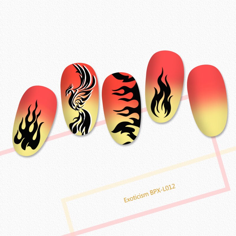 Geboren Pretty Fire Rechthoek Stempelen Template Manicuring Nail Art Afbeeldingsstempel Plate Exotisme BPX-L012