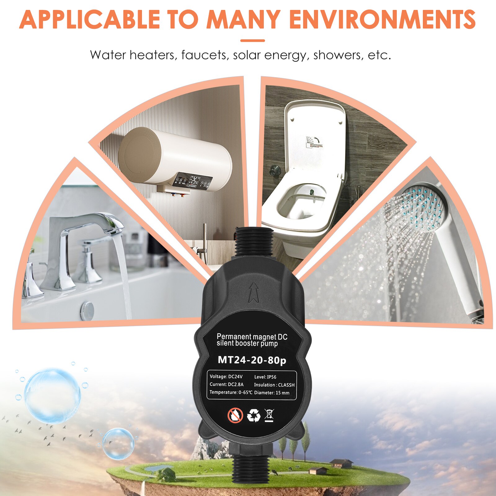 110V 220V 80W Waterdruk Booster Pomp Voor Thuis Zonneboiler DC24V 15 Lift Douche Keuken sink Water Onder Druk Pompen