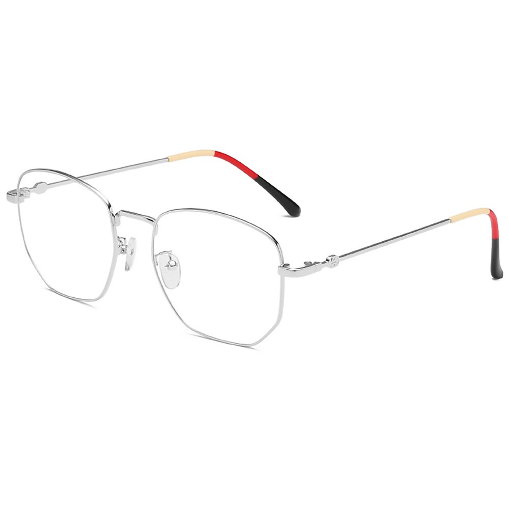 Unisex blauwlichtblokkerende computerbril voor dames, vierkant, anti-vermoeidheidsbril voor heren, bescherming tegen bijziendheid, optische gamingbril: Zilver