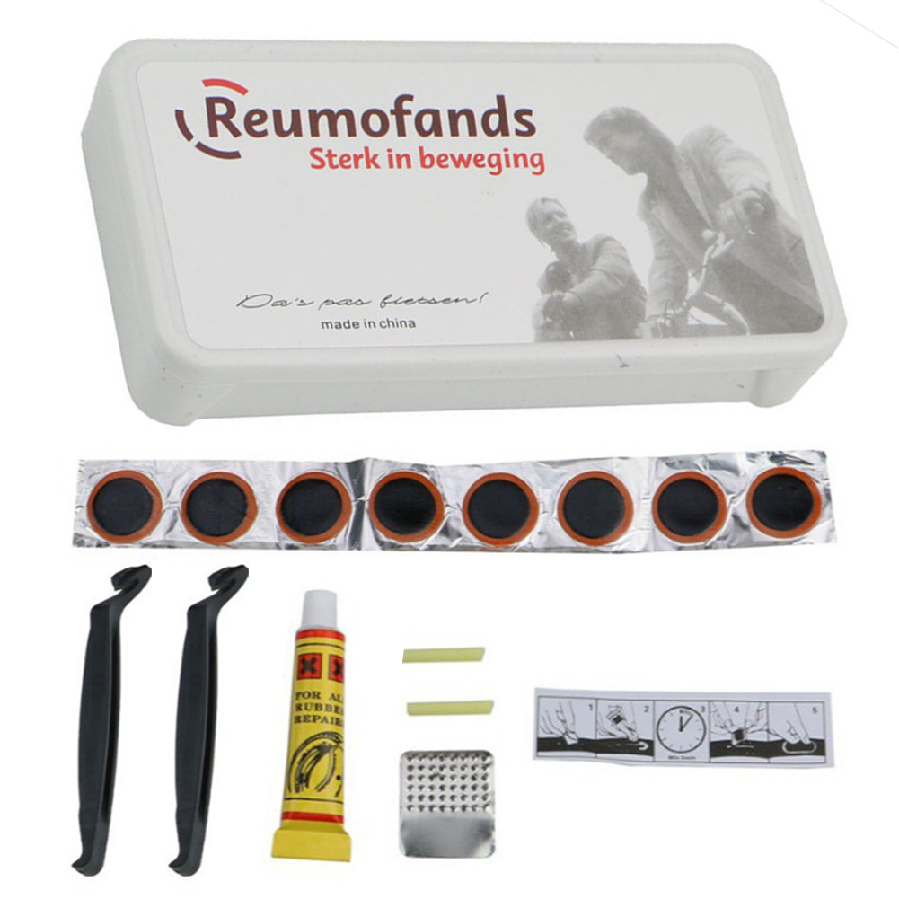 Kit de reparación de neumáticos de bicicleta, caja de reparación de parches de goma, herramientas de parche de neumáticos portátiles, Kit de reparación, herramientas de reparación de tubo interior de bicicleta: Default Title