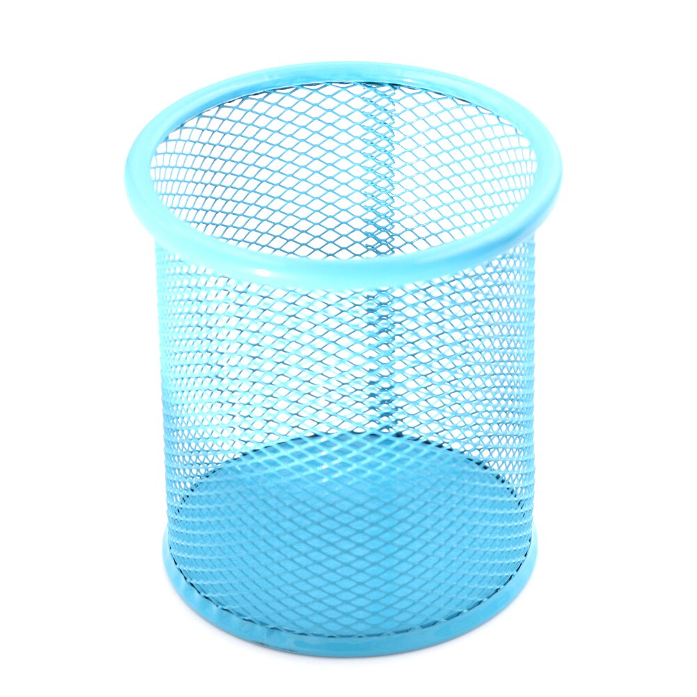 Briefpapier Ijzer Spuiten Anti-Roest Penhouder Metalen Pen Houder Desktop Storage Puin Buis Potlood Rack: Blauw