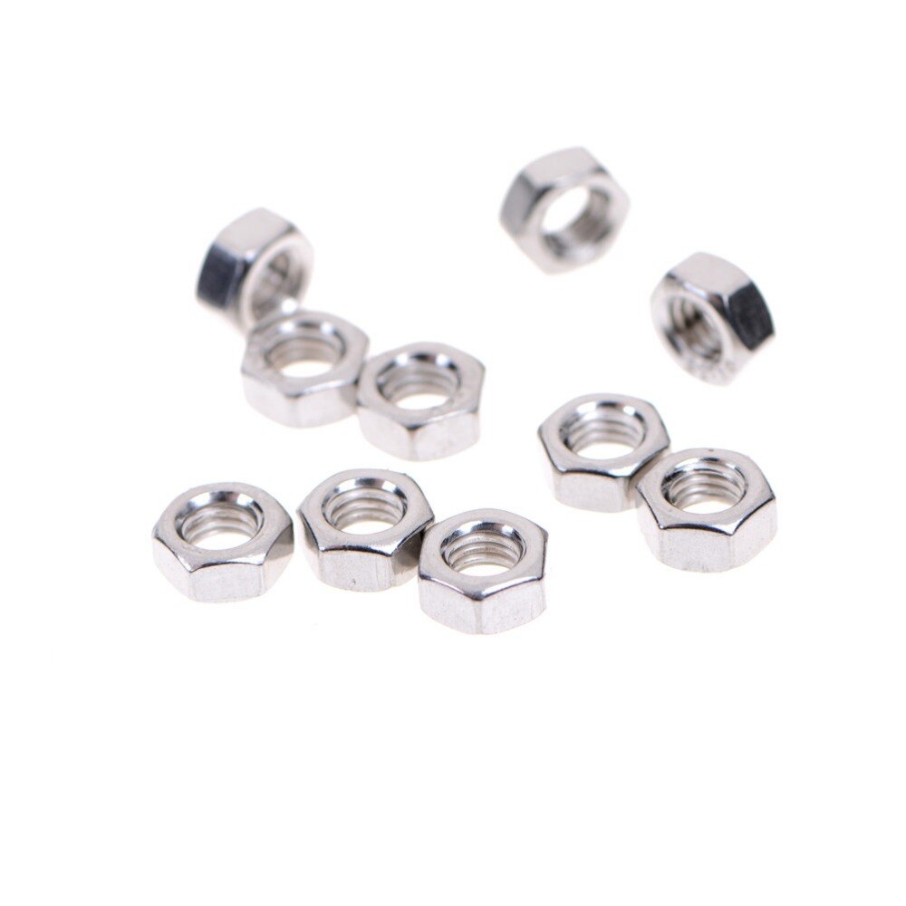 ZLinKJ 10 stks/set DIN 934 M3-M8 304 Roestvrij Staal Hex Moer Hexagon Noten Metrische Draad Set