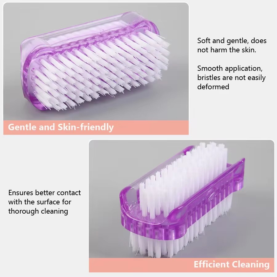 Cepillo de limpieza de uñas de doble cara, herramienta de manicura y pedicura, ideal para uñas y pies