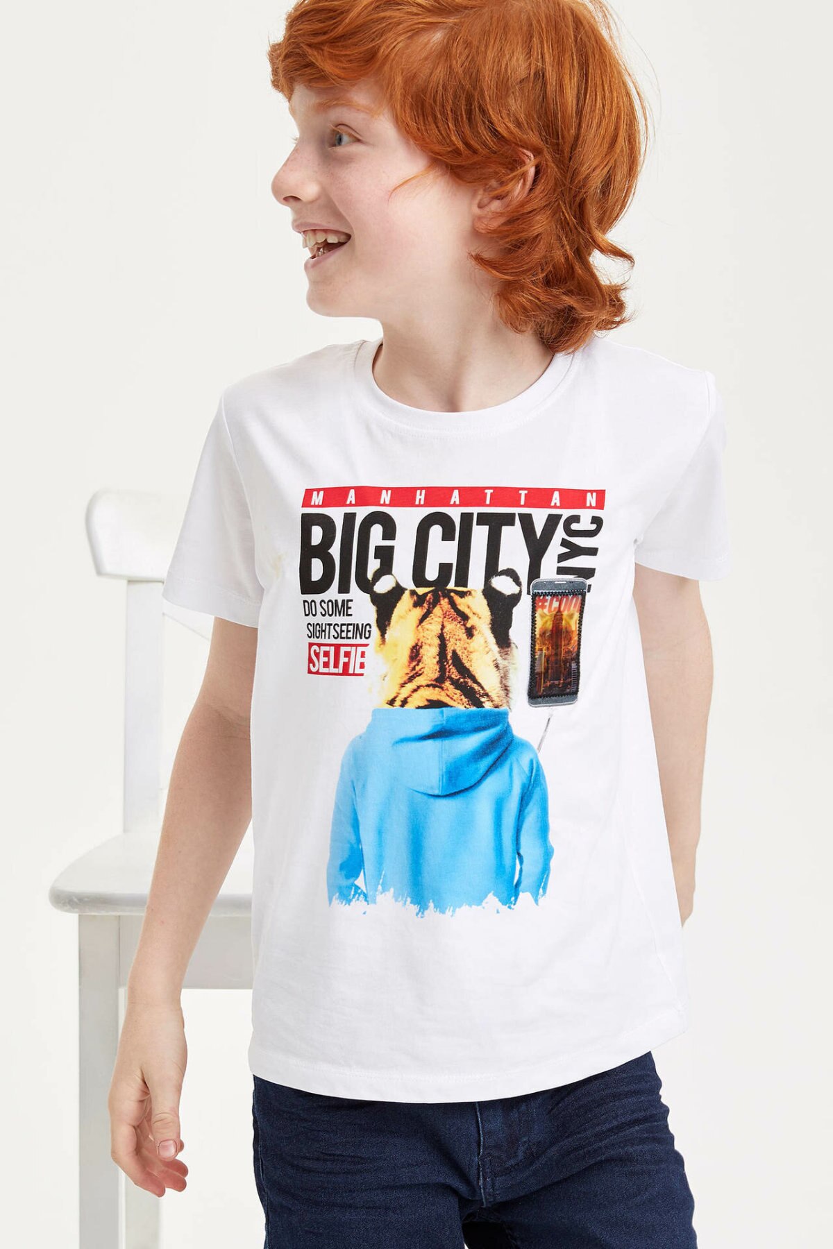 DeFacto Jongens Mode O-hals Tops Jongens Casual Brief Patroon Korte Mouwen Kids Comfort Sport Tee Zomer-K9283A619HS