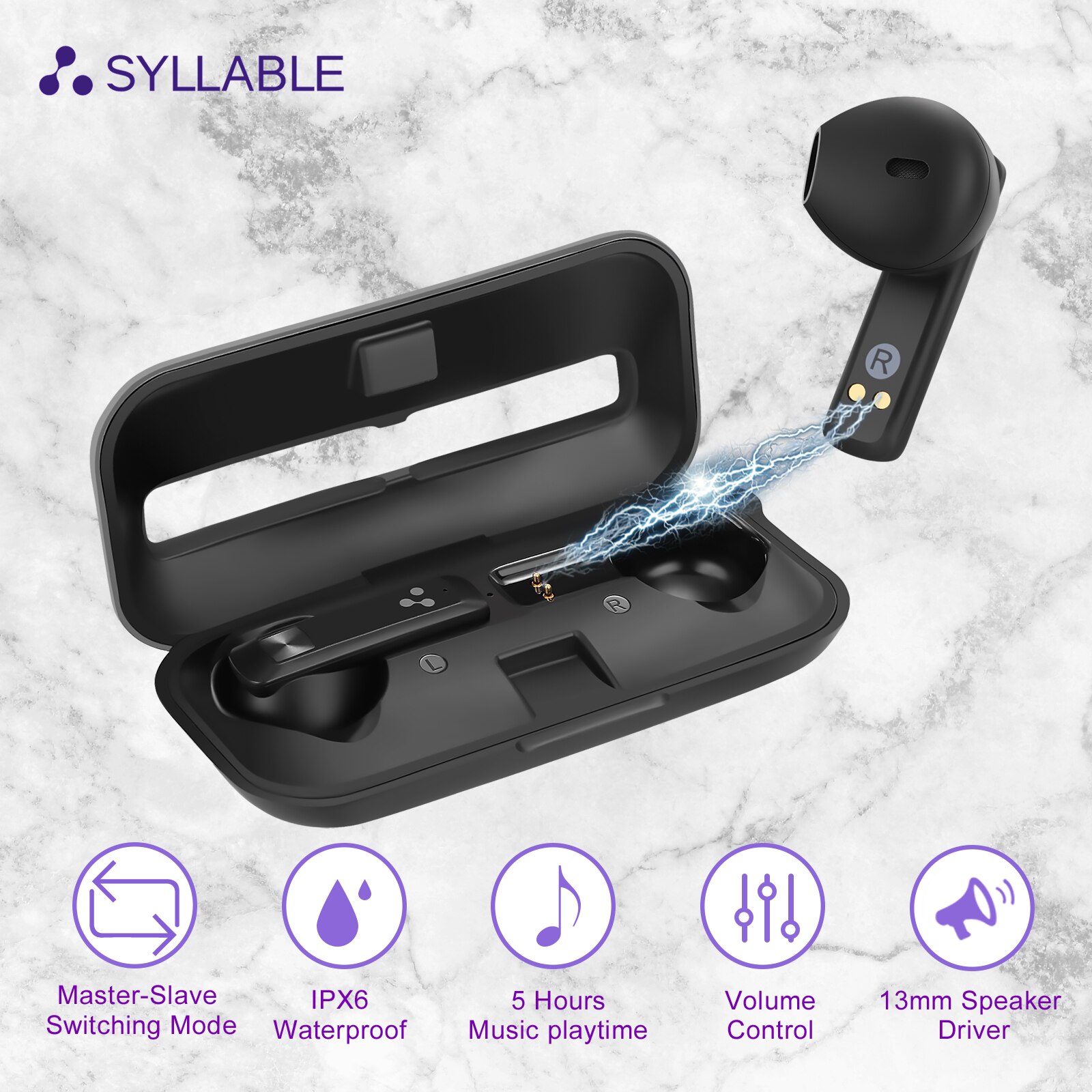 Original SYLLABLE S8 TWS Earphones 13mm Speaker Driver True Wireless Stereo Earbuds 5 hours Headset Touch Syllable S8