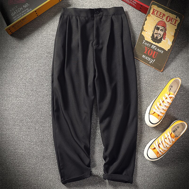 Herre & #39 ;s løse ekstra store king-size fritids hør hør sweatpants bomuld lange bukser kinesisk stil harem fod bukser: M / Sort