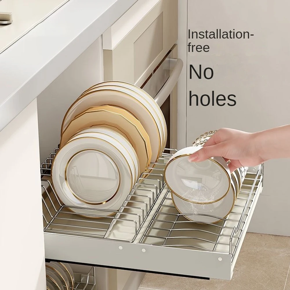organizador de cocina extraíble, estante de almacenamiento con rieles deslizantes, tipo cajonera, cuenco, almacenamiento de platos, caja de especias, estante organizador, gabinetes