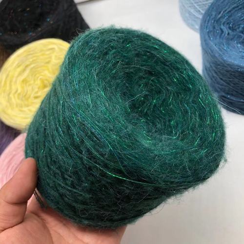 Cachemir de estambre y seda brillante, hilo de Mohair hecho a mano, suéter, abrigo Flash, paquete de Material de bufanda súper suave, 250G por grupo: Dark green