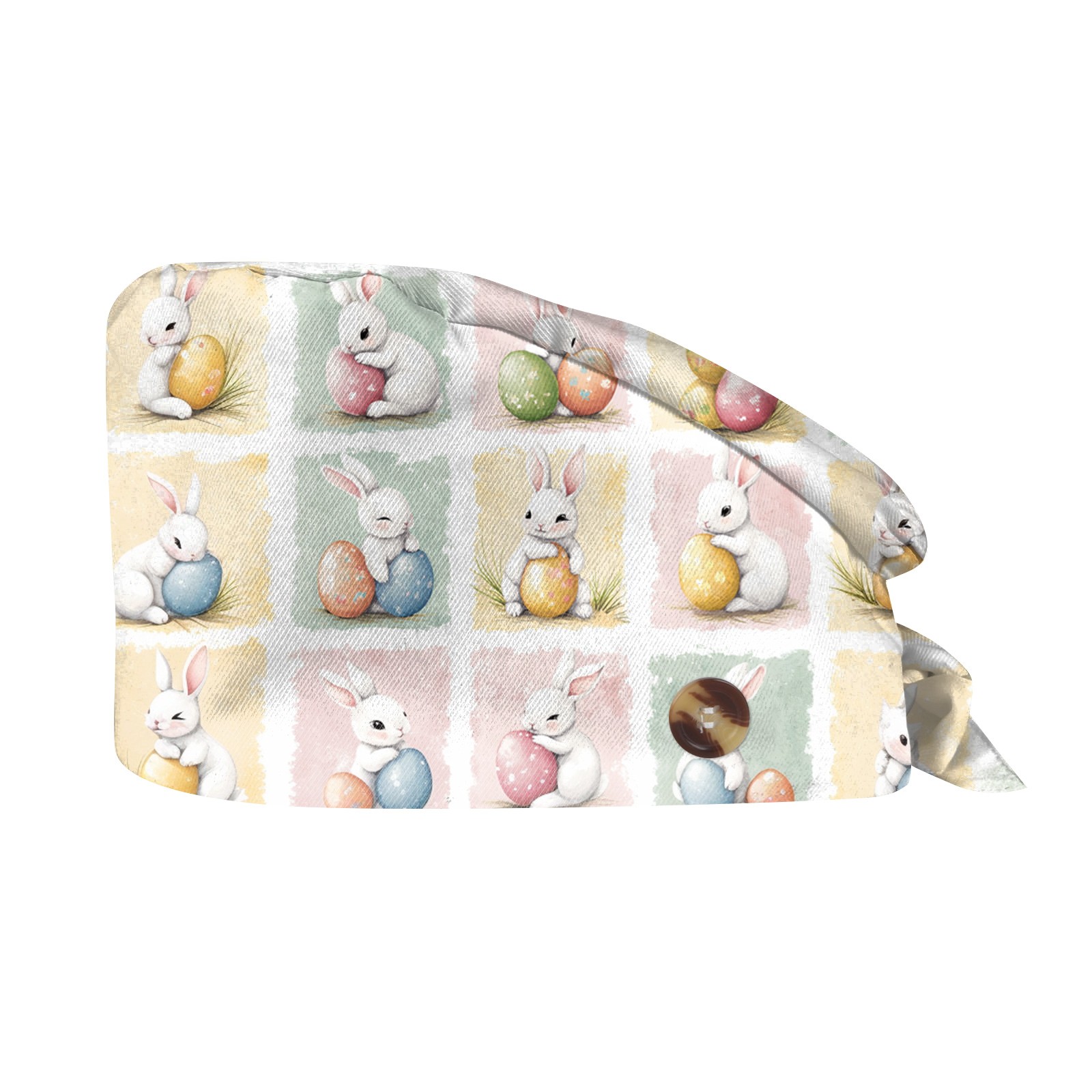 Gorros exfoliantes de Pascua con estampado de huevos y conejos, gorro de enfermera, gorro de trabajo para agencia de mascotas, accesorios para enfermeras, suministros de Pascua, gorro clínicos: Gris