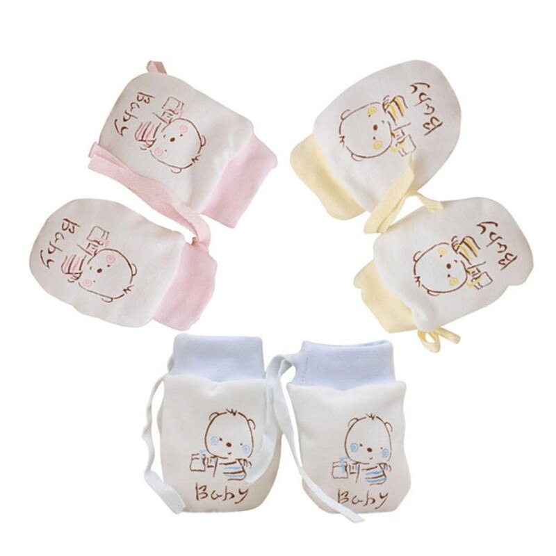 1 Pairs Protect guanti Carino guanti Infantili Delle Ragazze Dei Ragazzi Del bambino del Fumetto Anti Scratch Mittens Neonato Morbidi Guanti Corda Regalo