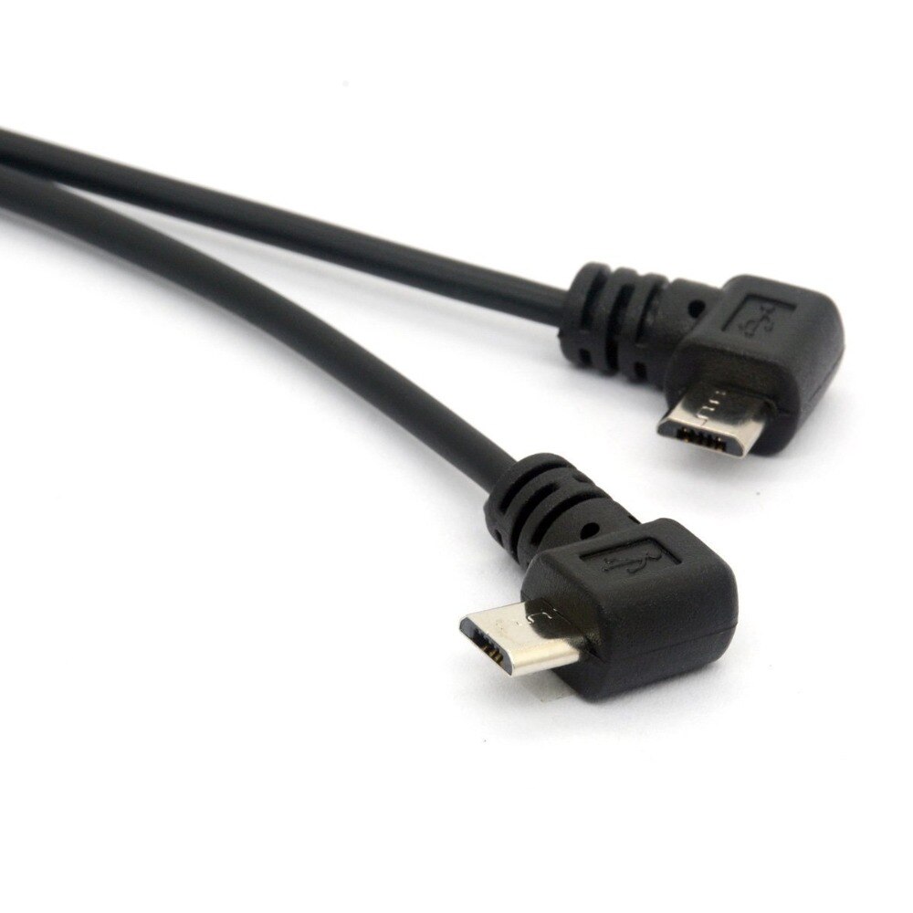 90 graden Micro USB Kabel, micro USB 1 naar 2 Y Splitter Kabel Haakse 2 Man-vrouw Converter High Speed Oplaadsnoer