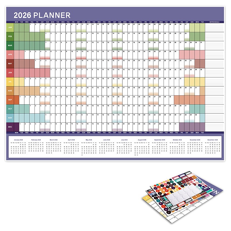 Yearly Daily Calendar Wall Schedule Planner Sheet Paper 365 Day Plan Annual Hanging Planning Weekly Agenda Pad Month 12: WHITE
