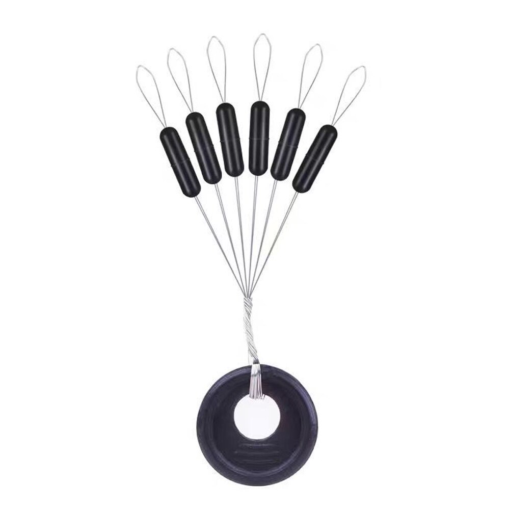 Tope de bolas espaciales de goma negra, ovalado/Cilindro adecuado para sedal de pesca, accesorios de aparejos de pesca de carpa, 60 piezas, 10 grupos