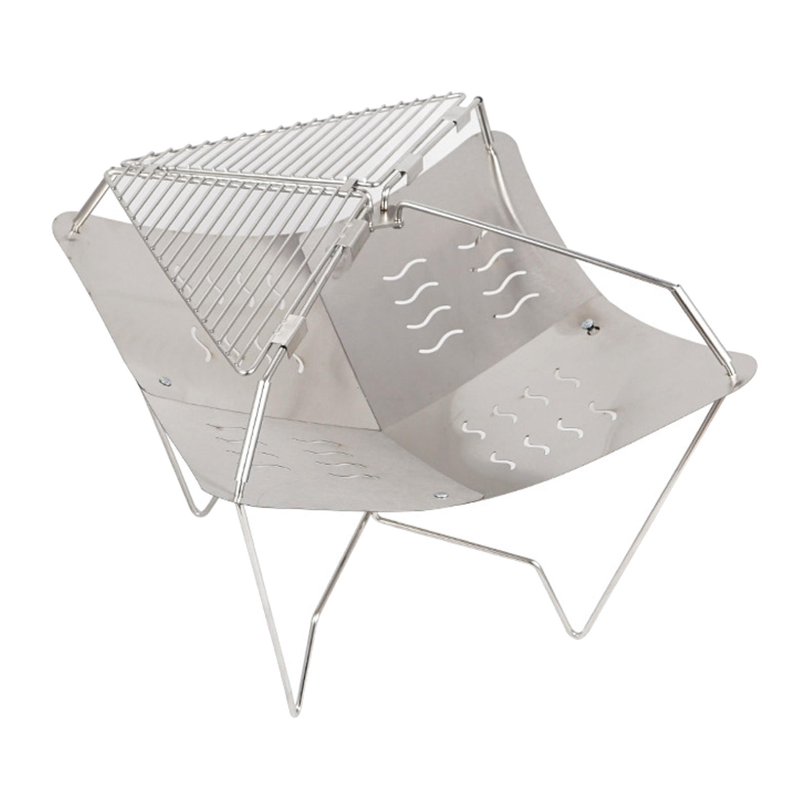 Portable Fire Pit Folding Stove Campfire Rack Fireplace Collapsing Stand Wood Burning for Barbecue Patio Travel Camping