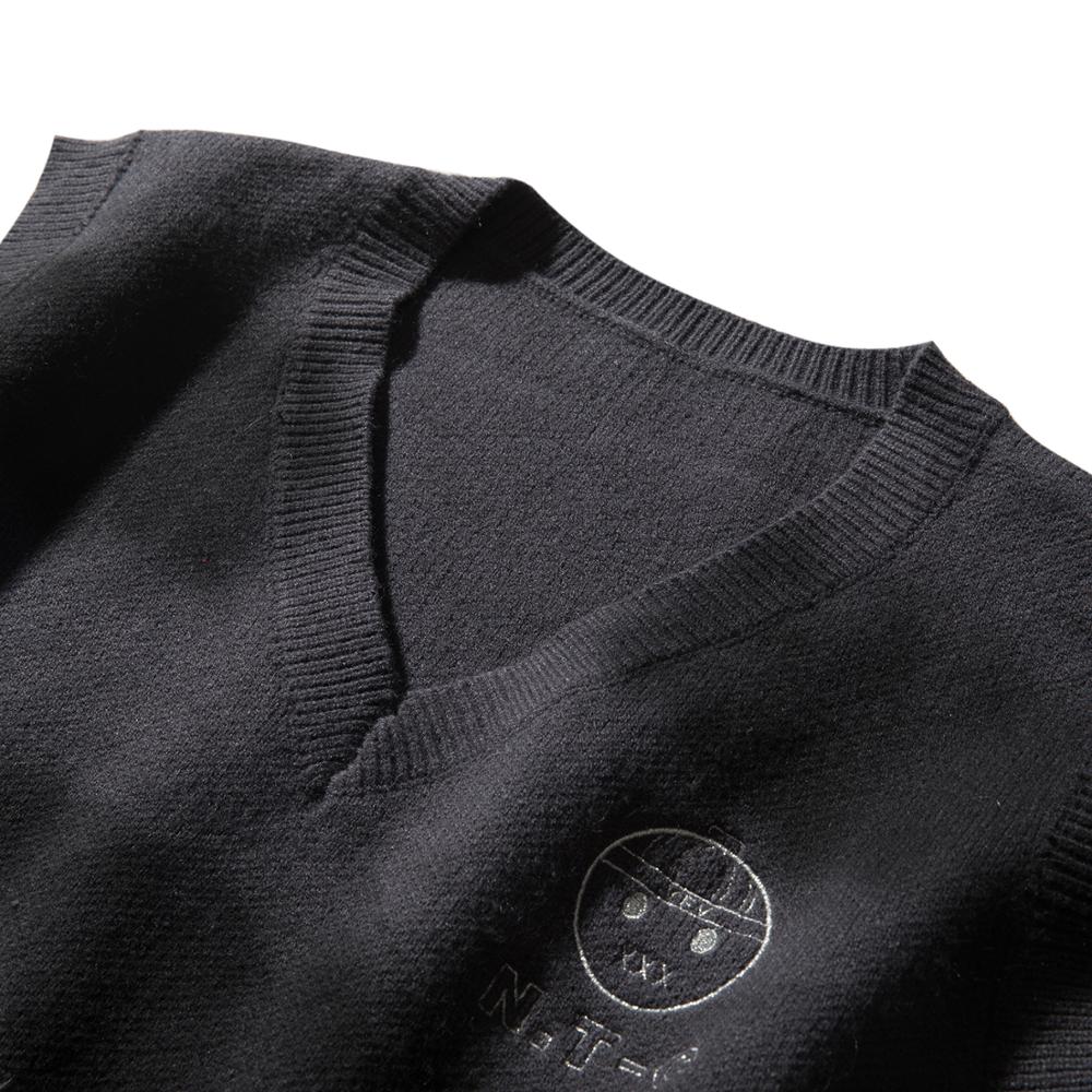 Suéter Chaleco de retales con cuello en V bordado degradado sin mangas, Tops tejidos, chalecos para hombres holgado de talla grande Harajuku que combina con todo