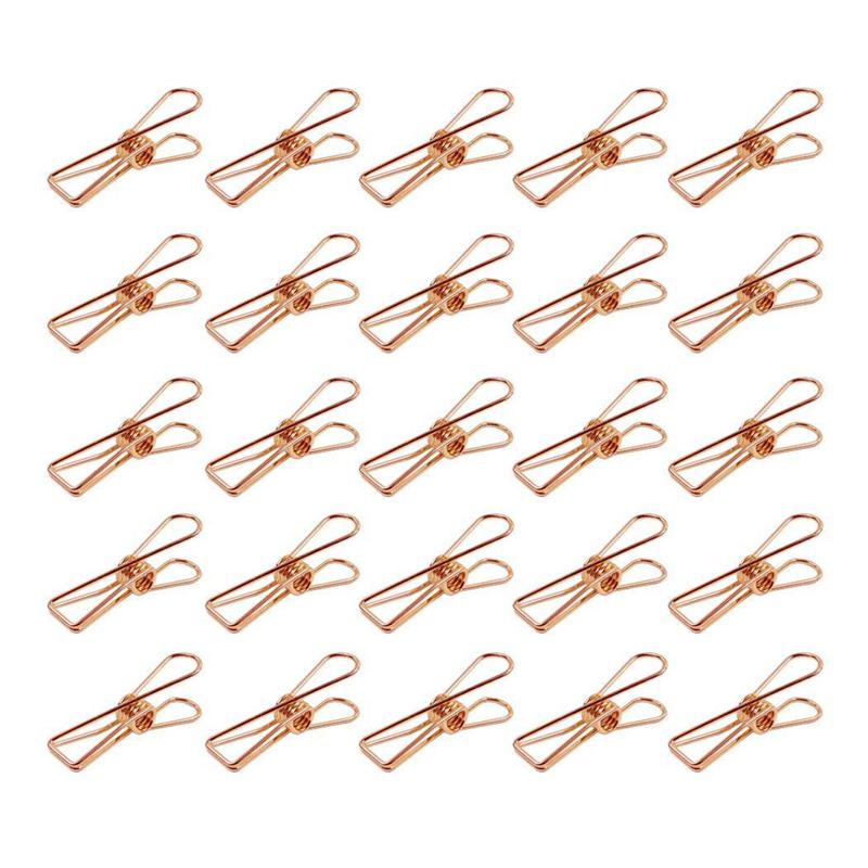 Förpackning  of 25 roséguld små metallklämmor - klädstrådsklämmor för flera ändamål: Default Title