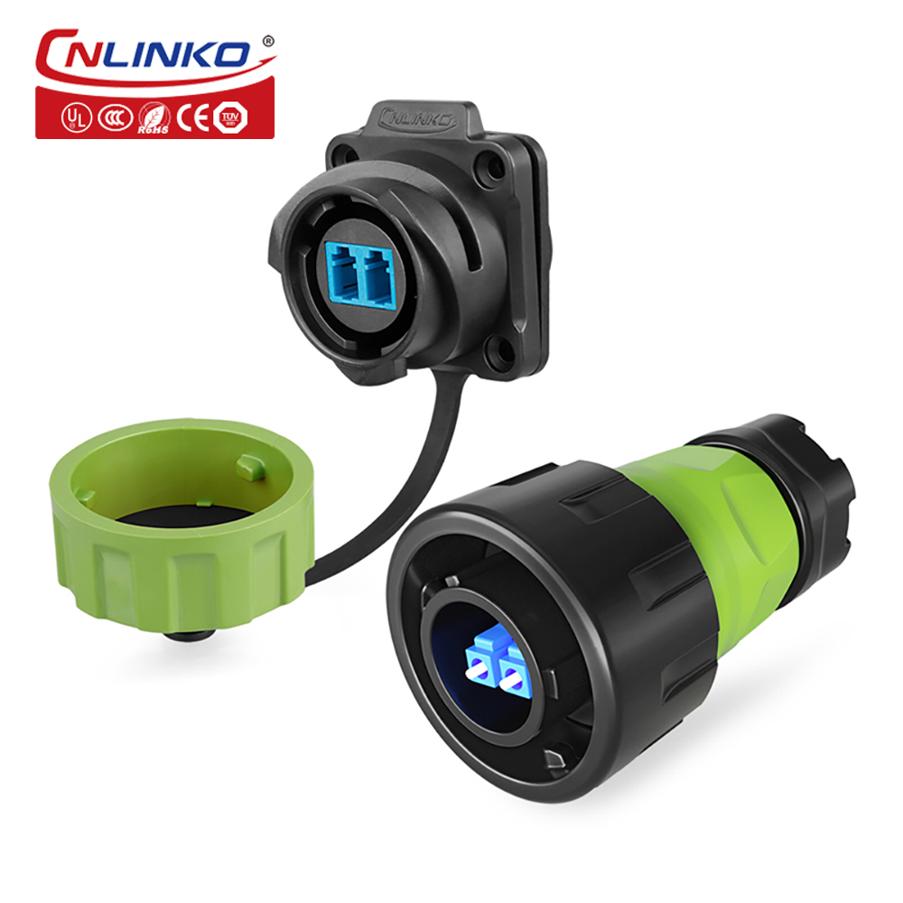 CNLINKO LC to LC Optical Fiber Connector IP68 Waterproof Single Mode Fiber Optic M24 Industrial Computer System Signal Connector: Dark Grey