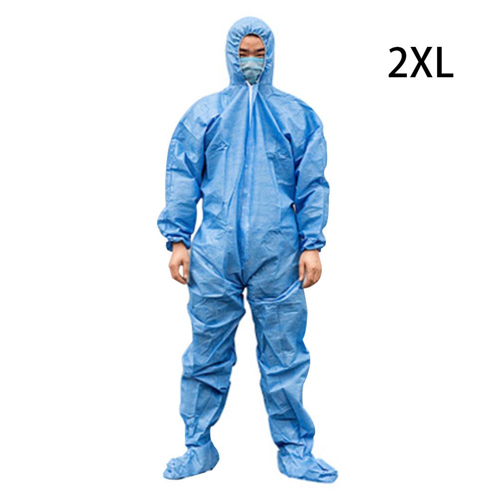 Wegwerp Overalls Beschermende Kleding Voor Schilderen Polijsten Isolatie Preventie Fokken Enzym Bad Jumpsuit Hooded Laarzen: blue 2xl