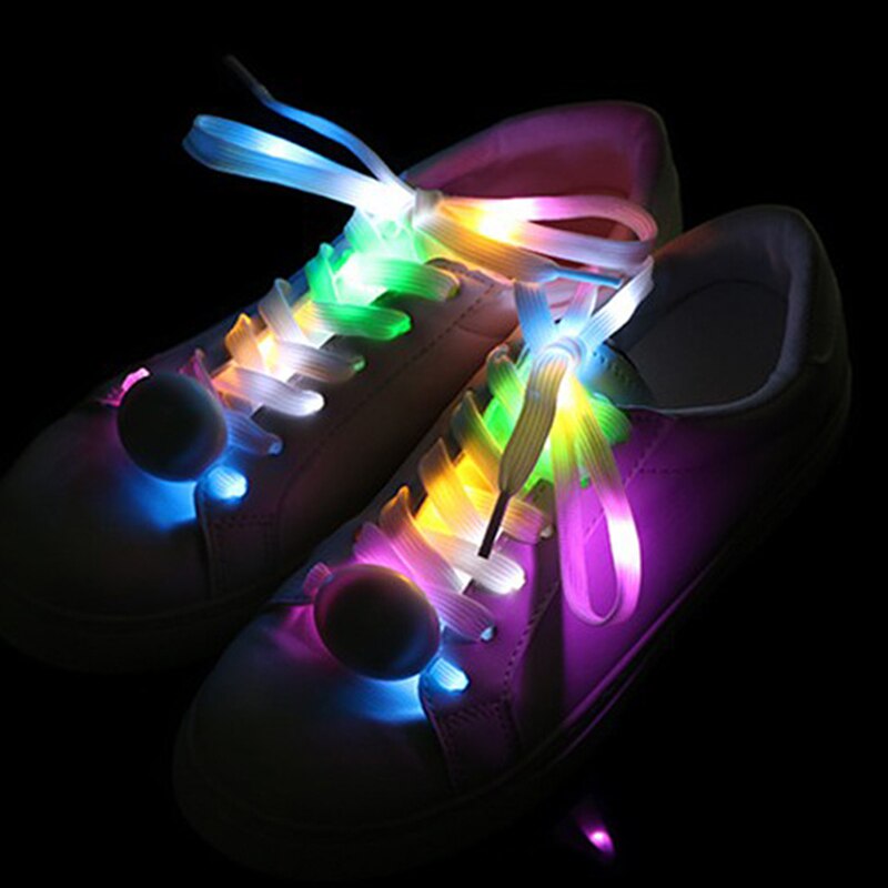 1 Paar Led Sport Veters Glow Schoen Strings Ronde Flash Licht Schoenveters Geen Tie Lui Veters Lichtgevende Schoenveters